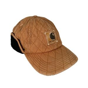 Carhartt‎ Brown Quilted Cap vintage tan winter insulated ball baseball hat